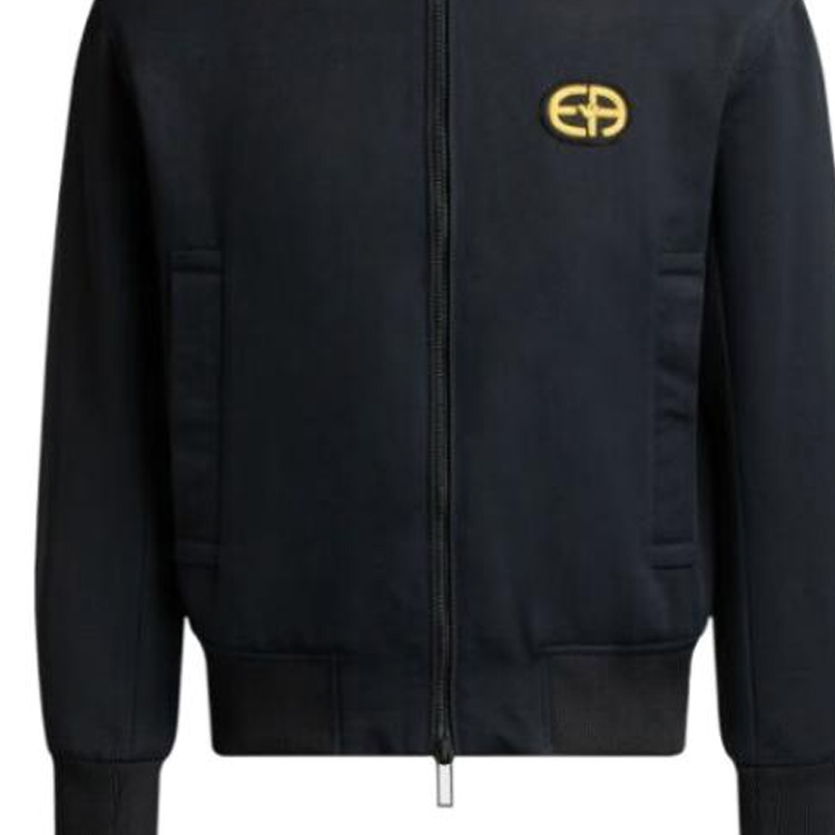 Shop 엠포리오 아르마니 솔리드 네이비 집업 긴소매 재킷 6L1BM2-1NKTZ-0920