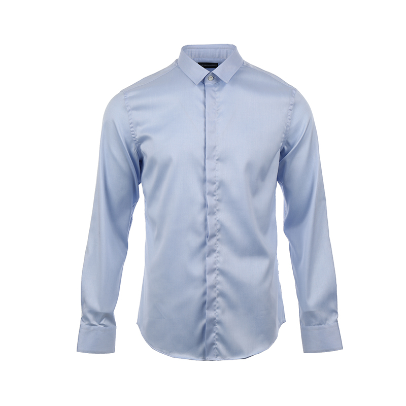 Emporio Armani  Solid Point Collar Long Sleeve Casual Shirt Light Blue SS24 E31CC2-0BC33-700