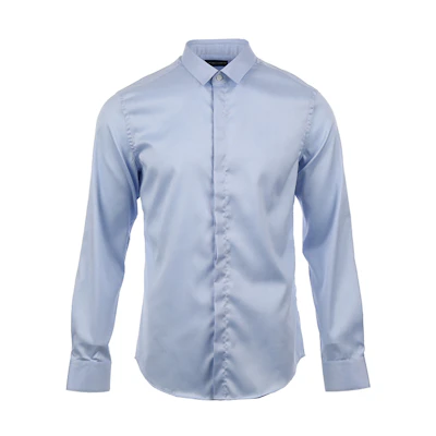 Emporio Armani Solid Point Collar Long Sleeve Casual Shirt Light Blue SS24 E31CC2-0BC33-700