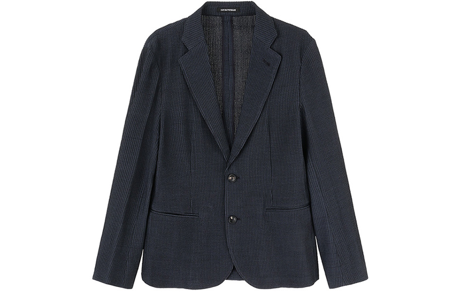 EMPORIO ARMANI  Solid Single-Breasted Casual Blazer FW23 - Navy Blue H41G37-E1057-919