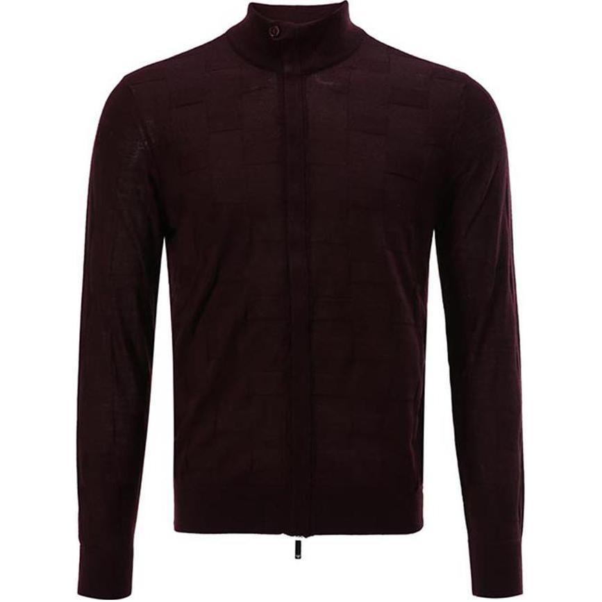 Buy Emporio Armani  Solid Zip Neck Sweater Long Sleeve - Dark Brown 6K1BY4-1MFIZ-0820