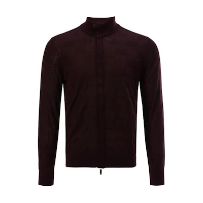 Emporio Armani Solid Zip Neck Sweater Long Sleeve - Dark Brown 6K1BY4-1MFIZ-0820