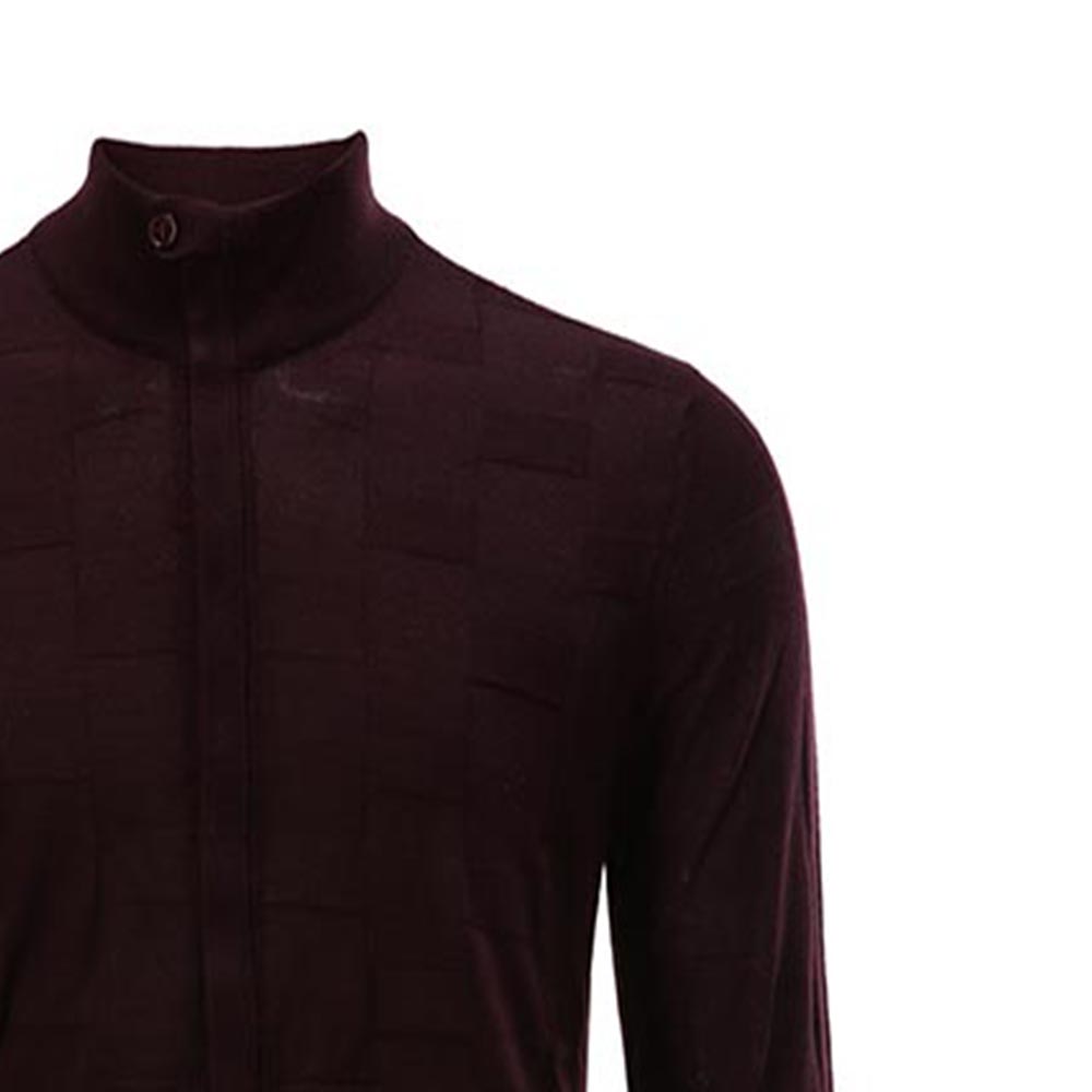 Cheap Emporio Armani  Solid Zip Neck Sweater Long Sleeve - Dark Brown 6K1BY4-1MFIZ-0820