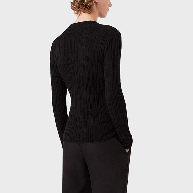Details for EMPORIO ARMANI SS22 黑色修身條紋質感針織長袖上衣 3L1MV8-1M08Z-0999