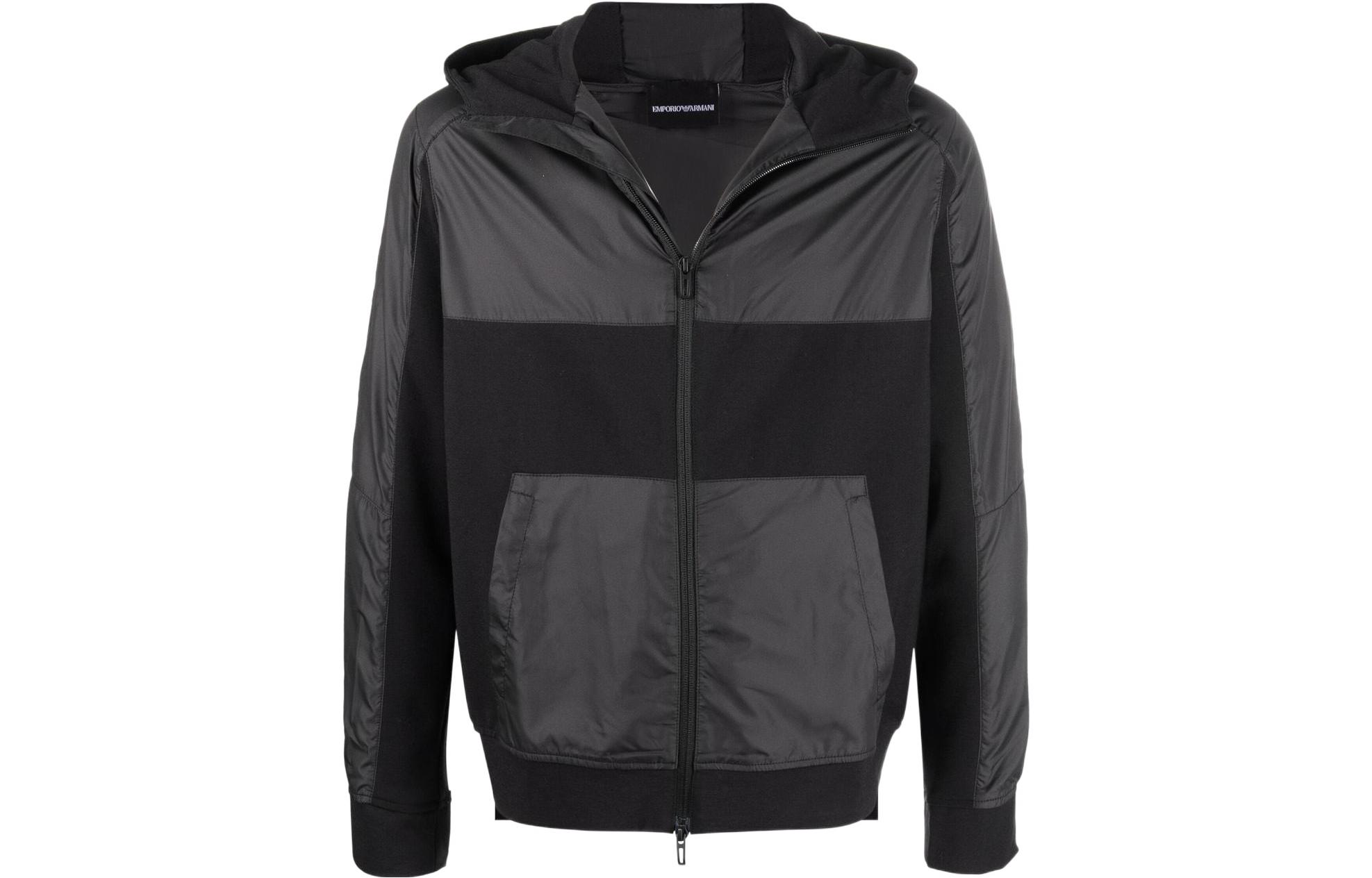 EMPORIO ARMANI  SS22 Black Zip-Up Hooded Jacket 3L1MCI-1JXQZ-0999