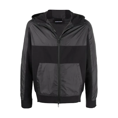 EMPORIO ARMANI SS22 Black Zip-Up Hooded Jacket 3L1MCI-1JXQZ-0999