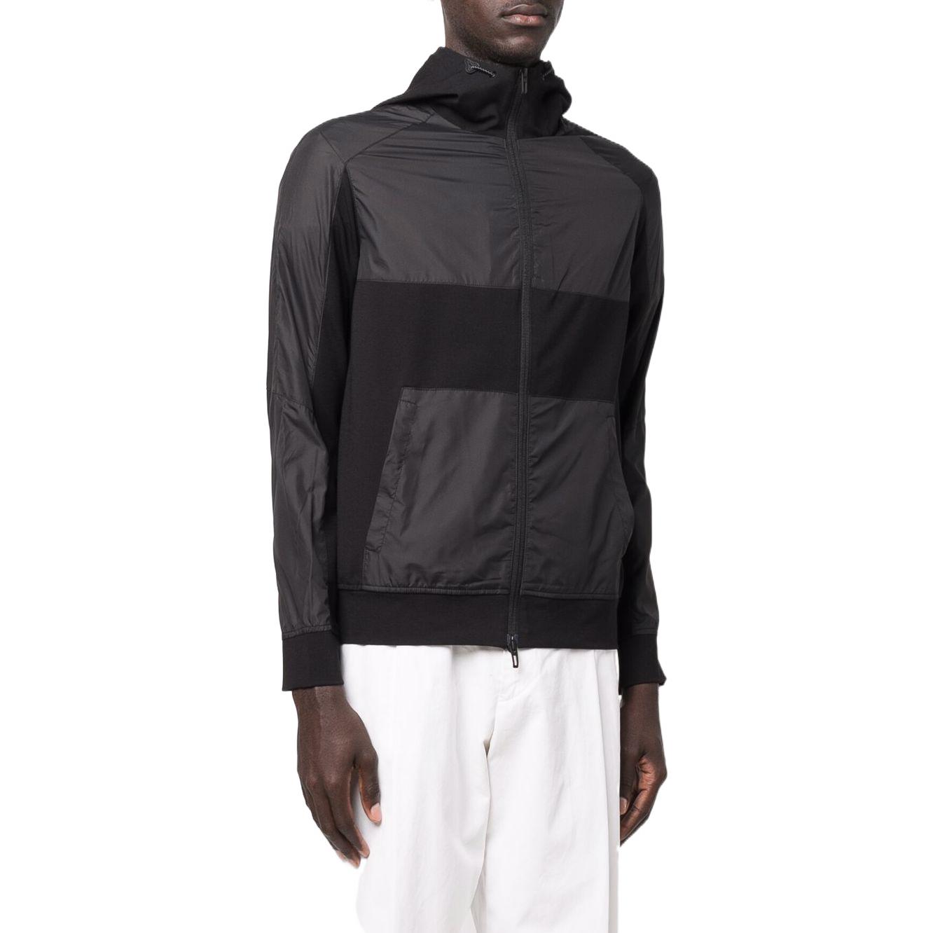 Shop EMPORIO ARMANI SS22 黑色拉鍊連帽外套 3L1MCI-1JXQZ-0999