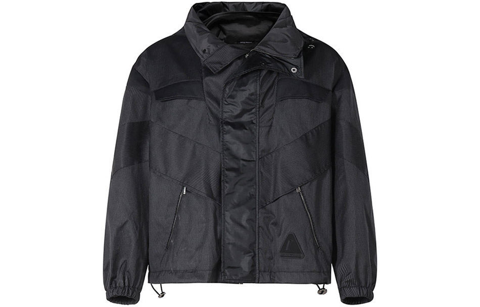 EMPORIO ARMANI  SS22 Loose-Fit Pinstripe Hooded Jacket - Dark Gray I1R530-I1016-632