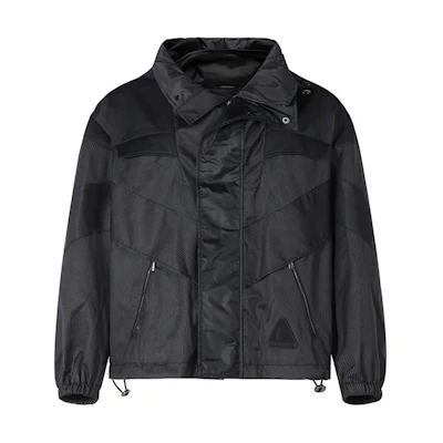 EMPORIO ARMANI SS22 Loose-Fit Pinstripe Hooded Jacket - Dark Gray I1R530-I1016-632