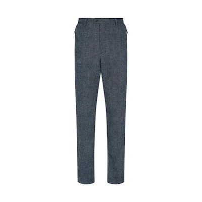 Emporio Armani SS22 Plaid Seersucker Straight Casual Pants Navy Blue I1P820I1463-918