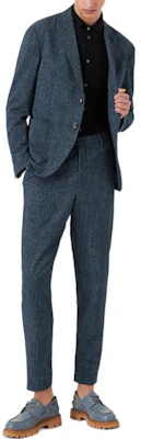 Emporio Armani 2022春夏格纹皱布直筒休闲裤海军蓝 I1P820I1463-918 Lookbook Emporio Armani 2022春夏格纹皱布直筒休闲裤海军蓝 I1P820I1463-918