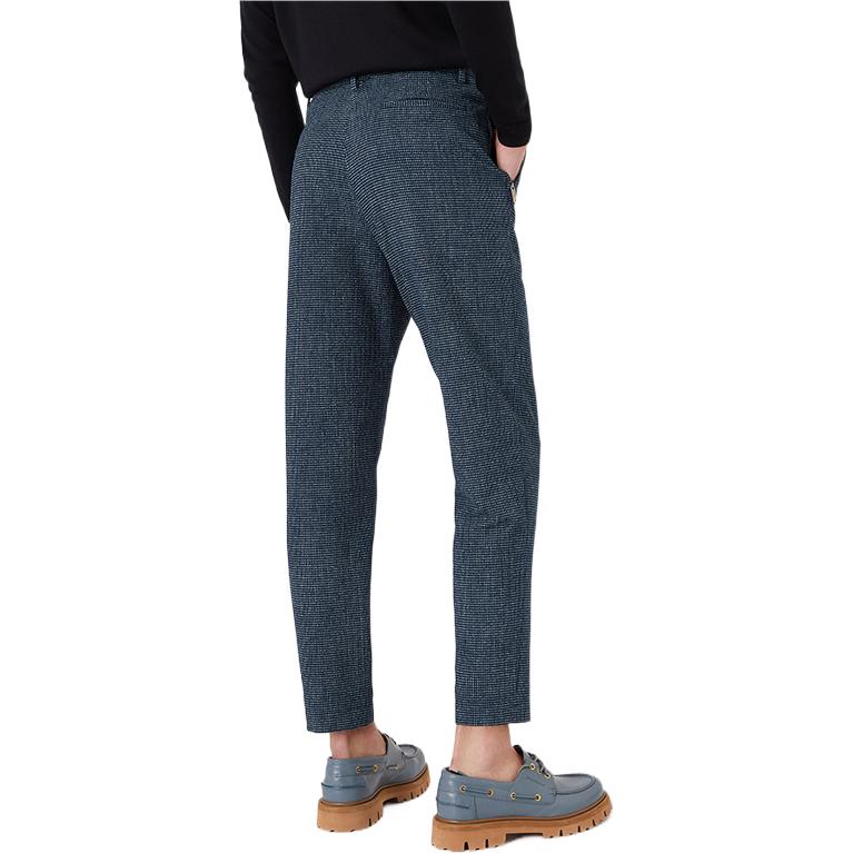 Shop Emporio Armani 2022春夏格纹皱布直筒休闲裤海军蓝 I1P820I1463-918