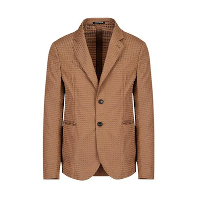 EMPORIO ARMANI SS22 Plaid Single-Breasted Blazer Dark Brown. I1G870I-1430-119