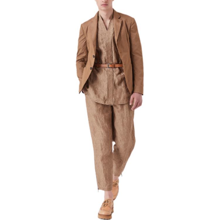 Lookbook EMPORIO ARMANI SS22 深棕格紋單排扣西裝外套 I1G870I-1430-119