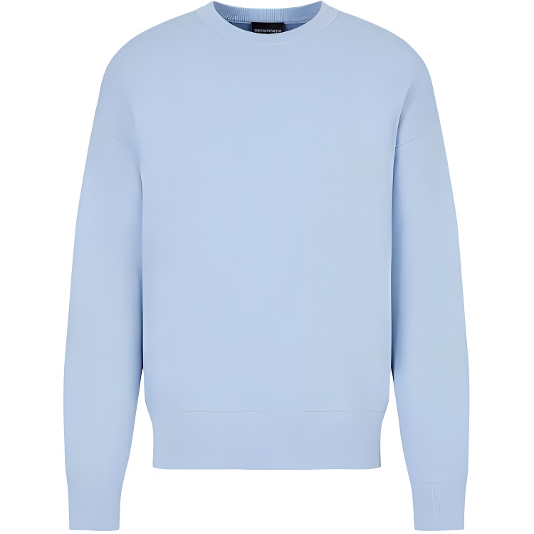 Emporio Armani  SS23 Light Blue Crewneck Cashmere Knit Sweater. 3R1MX7-1MDUZ-0708