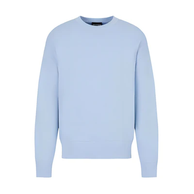 Emporio Armani SS23 Light Blue Crewneck Cashmere Knit Sweater. 3R1MX7-1MDUZ-0708