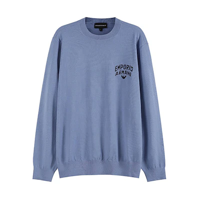 Emporio Armani SS23 Logo Crewneck Long Sleeve Sweater. 3R1MX9-1MDZZ-F735