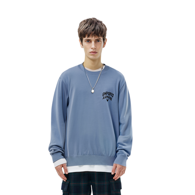 Shop Emporio Armani Jersey Cuello Redondo Manga Larga Logo SS23. 3R1MX9-1MDZZ-F735