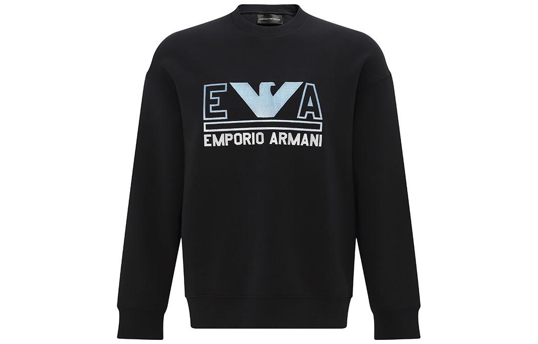 Order EMPORIO ARMANI  SS23 Logo Print Pullover Sweatshirt Black 3R1MBT-1JHSZ-09K4