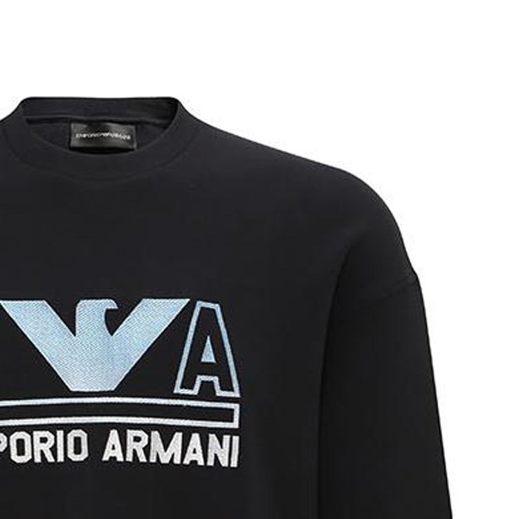 Details for EMPORIO ARMANI  SS23 Logo Print Pullover Sweatshirt Black 3R1MBT-1JHSZ-09K4