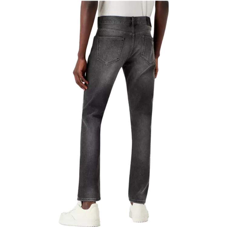 Shop EMPORIO ARMANI SS23 Jeans Negros Rectos de Pierna Recta Largos 3R1J16-1D0FZ-0006