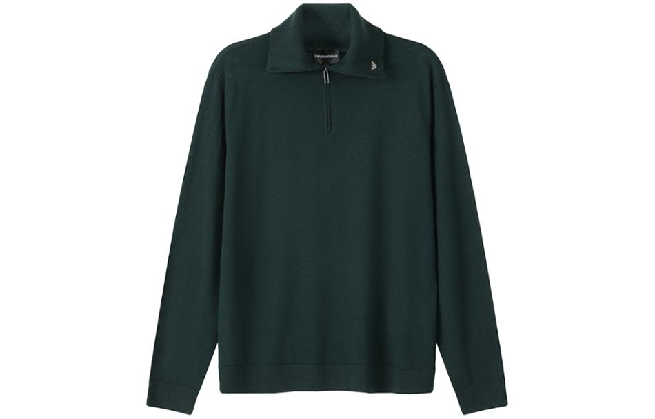 Order EMPORIO ARMANI SS24 Suéter de Punto Cuello Alto Cremallera Verde Oscuro. 6R1MXF-1MNFZ-F553