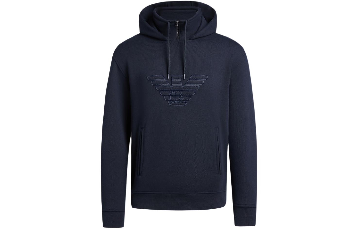 EMPORIO ARMANI  SS24 Logo Embroidered Hoodie Navy Blue Long SleeveSweatshirt 3D1MDW-1JWPZ-0950 圖 2
