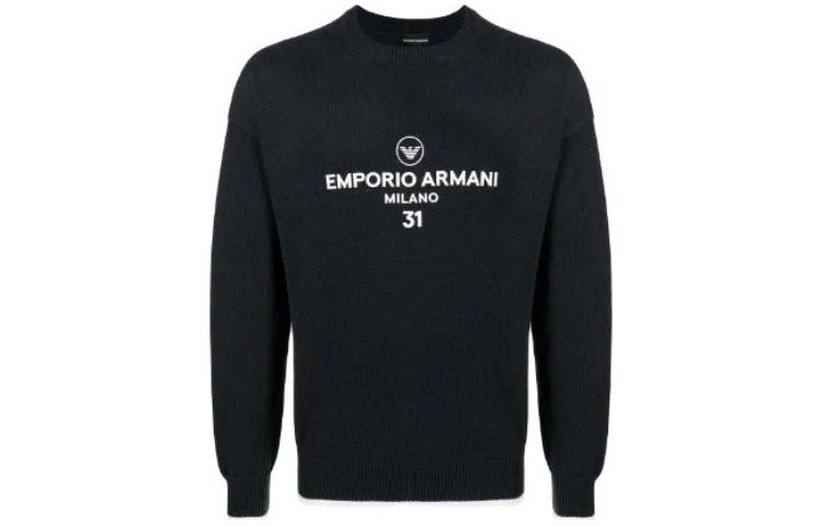 Order エンポリオ アルマーニ SS24 ロゴプリント ルーズニットセーター ネイビーブルー 3L1MT5-1MD4Z-0947