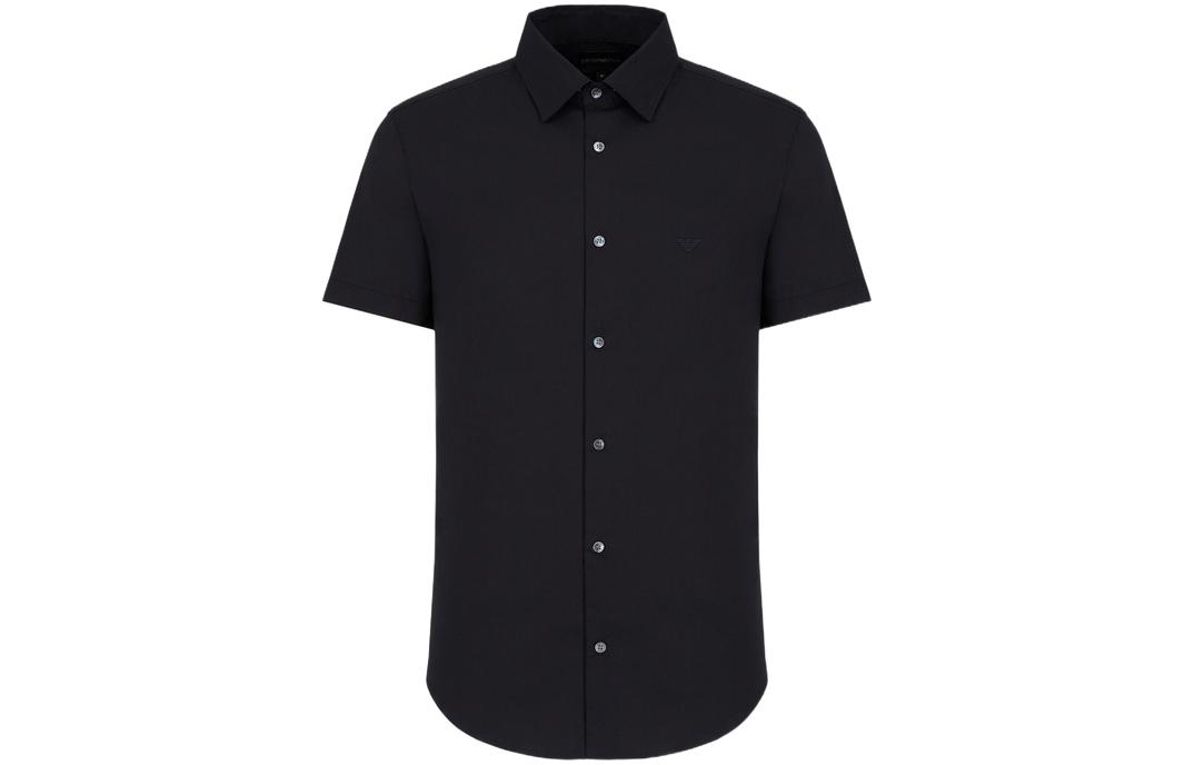 EMPORIO ARMANI  SS24 Navy Blue Short-Sleeve Casual Shirt. 8N1C91-1NI9Z-0934