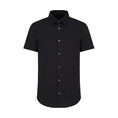 EMPORIO ARMANI SS24 Navy Blue Short-Sleeve Casual Shirt. 8N1C91-1NI9Z-0934