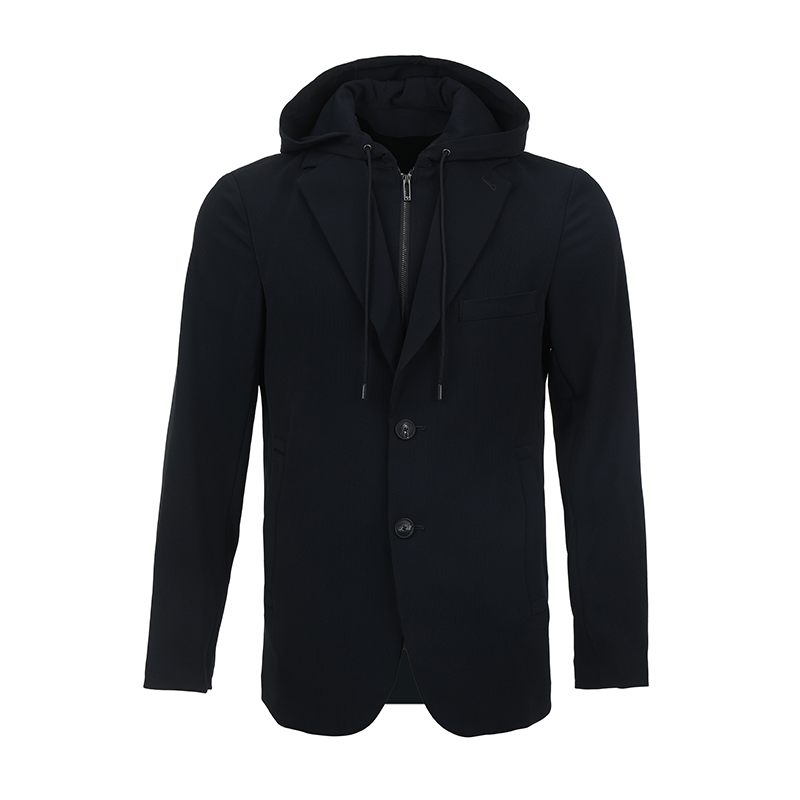 EMPORIO ARMANI  SS24 Navy Hooded Blazer Jacket Layered Design. 3D1G73-1NPQZ-0920