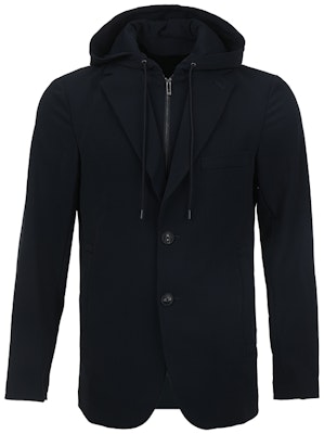 EMPORIO ARMANI SS24 ネイビー フード付きブレザージャケット レイヤードデザイン 3D1G73-1NPQZ-0920 Buy EMPORIO ARMANI SS24 ネイビー フード付きブレザージャケット レイヤードデザイン 3D1G73-1NPQZ-0920