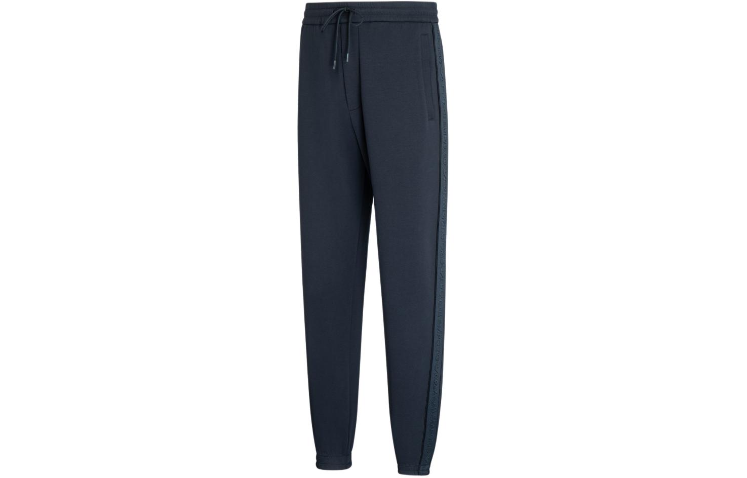 Shop Emporio Armani  SS24 Navy Solid Jogger Knit Sweatpants. 3D1P68-1JHSZ-0920