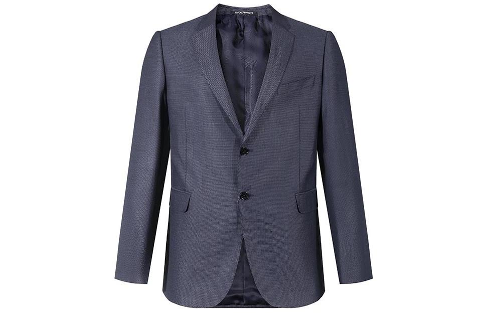 Lookbook EMPORIO ARMANI SS24 海軍藍單排扣西裝外套 - 翻領設計 H41VMT-E1048-919
