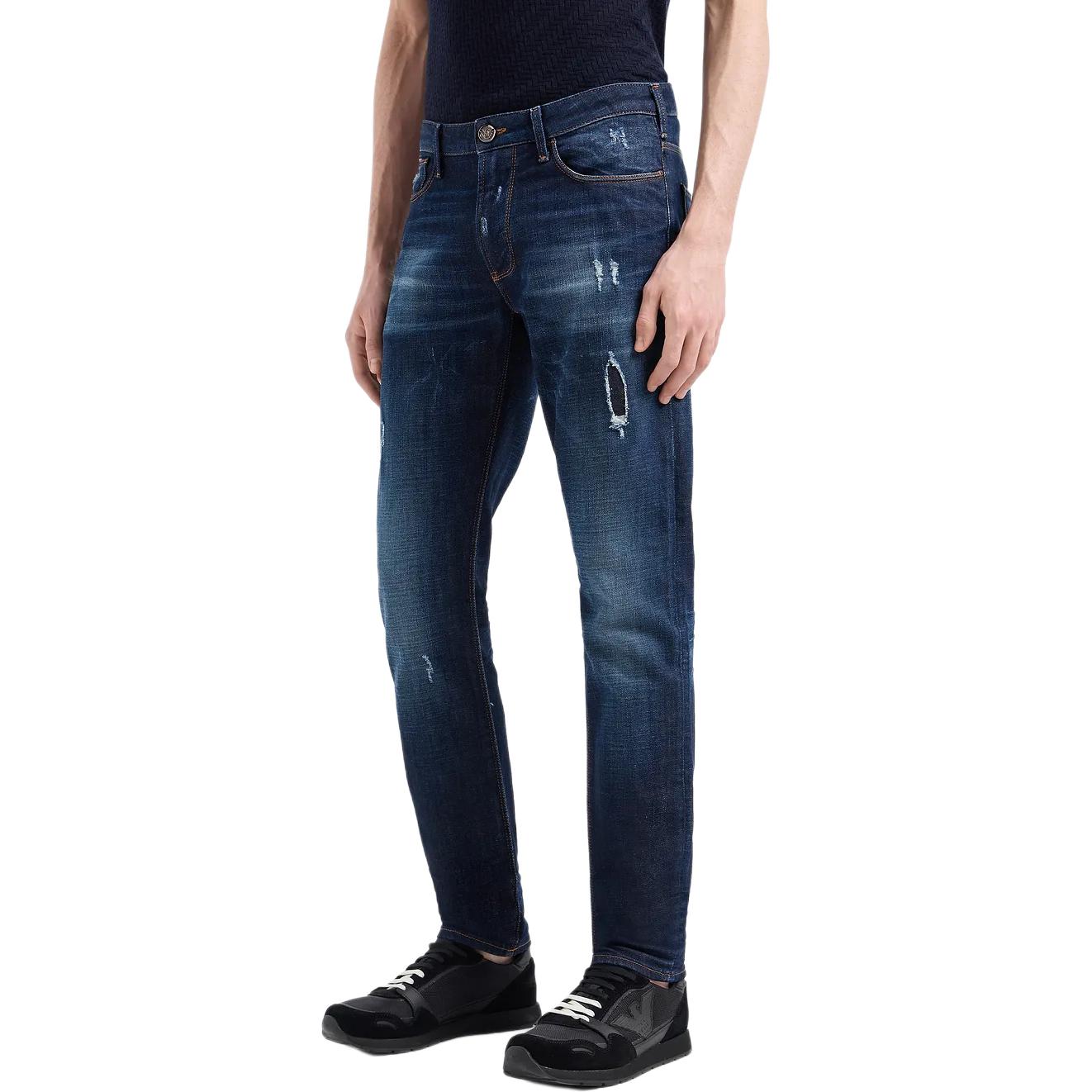 Emporio Armani  SS24 Slim Fit Distressed Low-Waist Jeans Deep Blue. 3D1J06-1D14Z-10942 圖 4