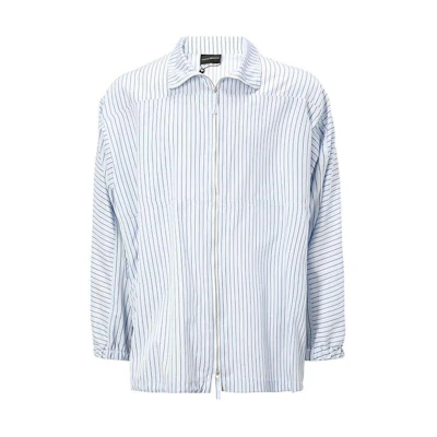 Emporio Armani Stripe Print Double-Zip Long-Sleeve Shirt - Blue A1CF7L-A144C-022