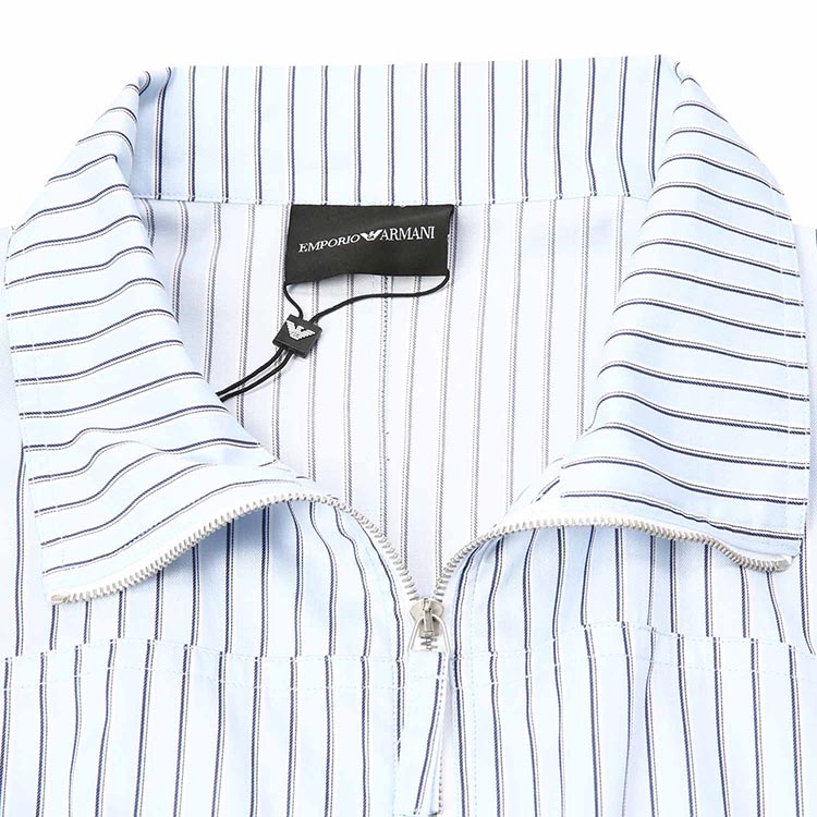 Shop Emporio Armani  Stripe Print Double-Zip Long-Sleeve Shirt - Blue A1CF7L-A144C-022