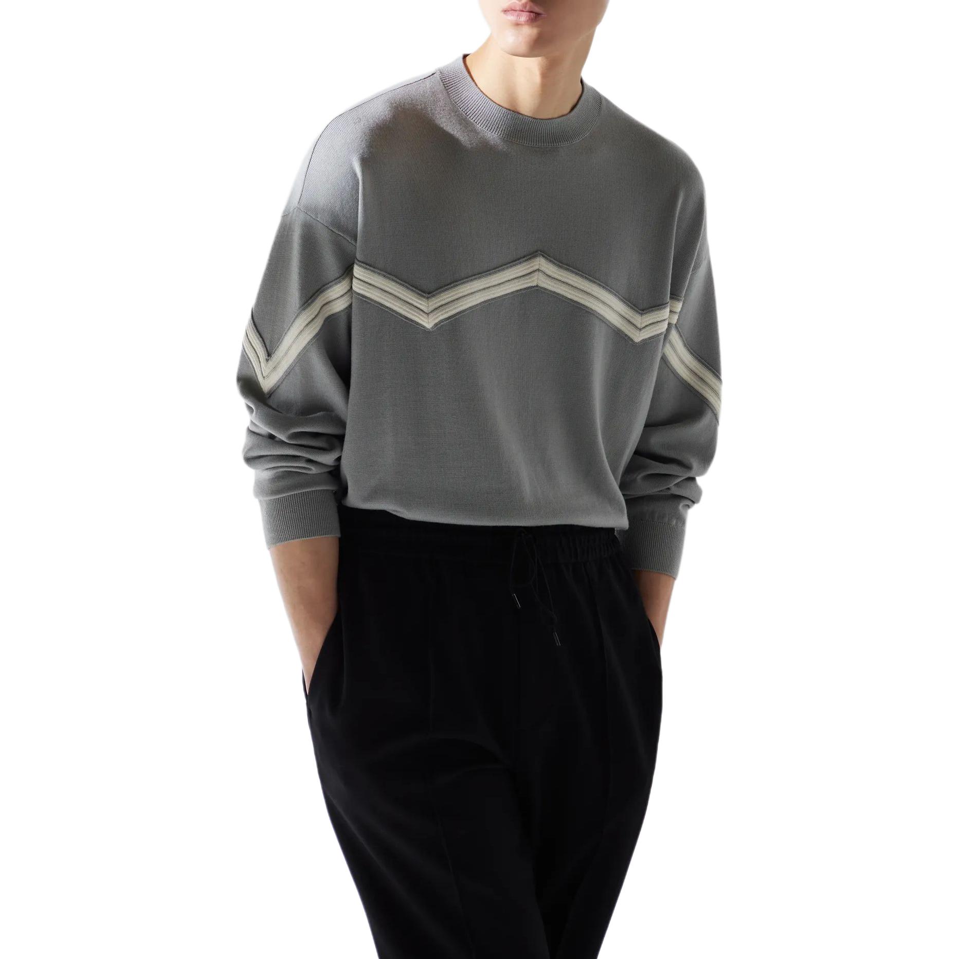 EMPORIO ARMANI  Striped Colorblock Crewneck Sweater - Grey 3D1MX41-MMMZ1-06G1 圖 3