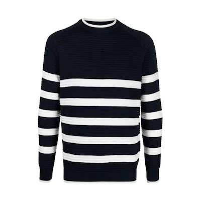 Emporio Armani Striped Crewneck Long Sleeve Sweater Navy Blue 3R1MXC-1MD1Z-0922