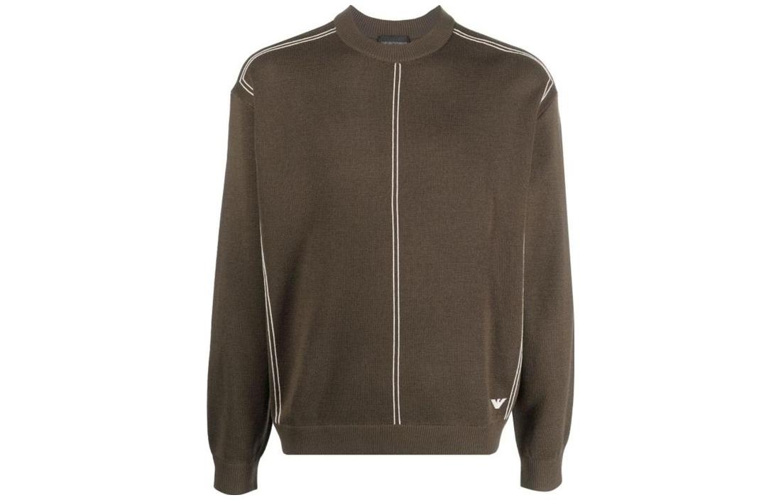 Order Emporio Armani  Striped Crewneck Pullover Sweater Brown Long Sleeve. 6R1MX3-1MOZZ-0440