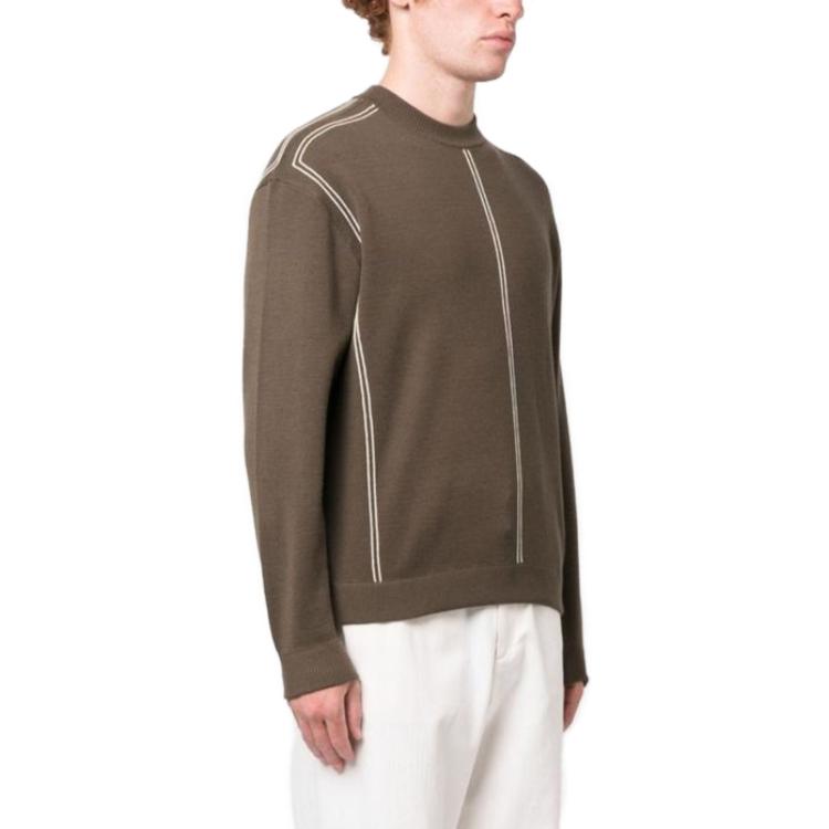 Purchase Emporio Armani  Striped Crewneck Pullover Sweater Brown Long Sleeve. 6R1MX3-1MOZZ-0440
