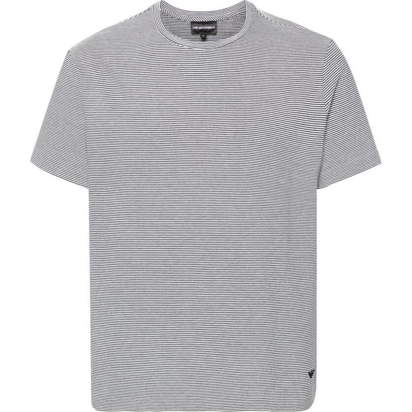 Emporio Armani  Striped Crewneck Short Sleeve T-Shirt - Black. 3D1T7Q-1J6BZ-F725