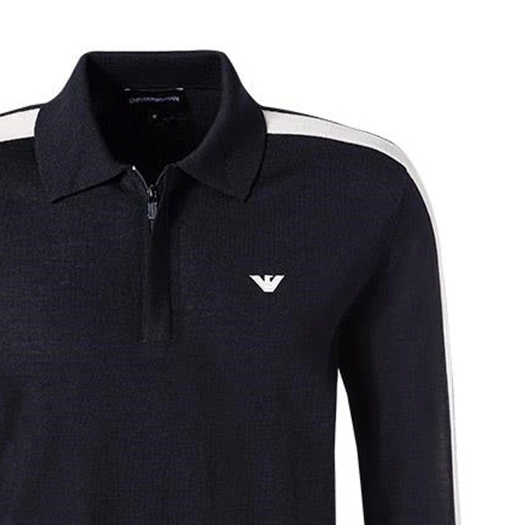 Purchase エンポリオアルマーニ ストライプロゴ刺繍ハーフジップネイビーブルーセーター 6R1MU1-1MMHZ-0920