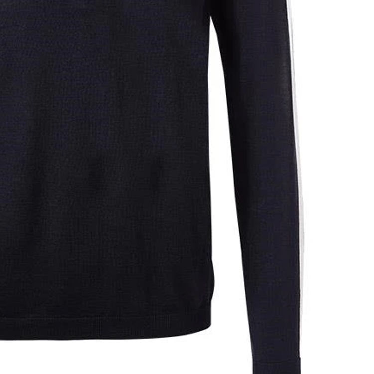 Sizing エンポリオアルマーニ ストライプロゴ刺繍ハーフジップネイビーブルーセーター 6R1MU1-1MMHZ-0920