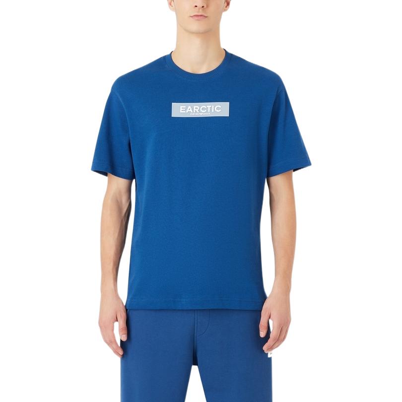 Lookbook Emporio Armani  Sustainable Solid Blue Crew Neck T-Shirt - Fall/Winter. 6L1T8C-1JUFZ-0936
