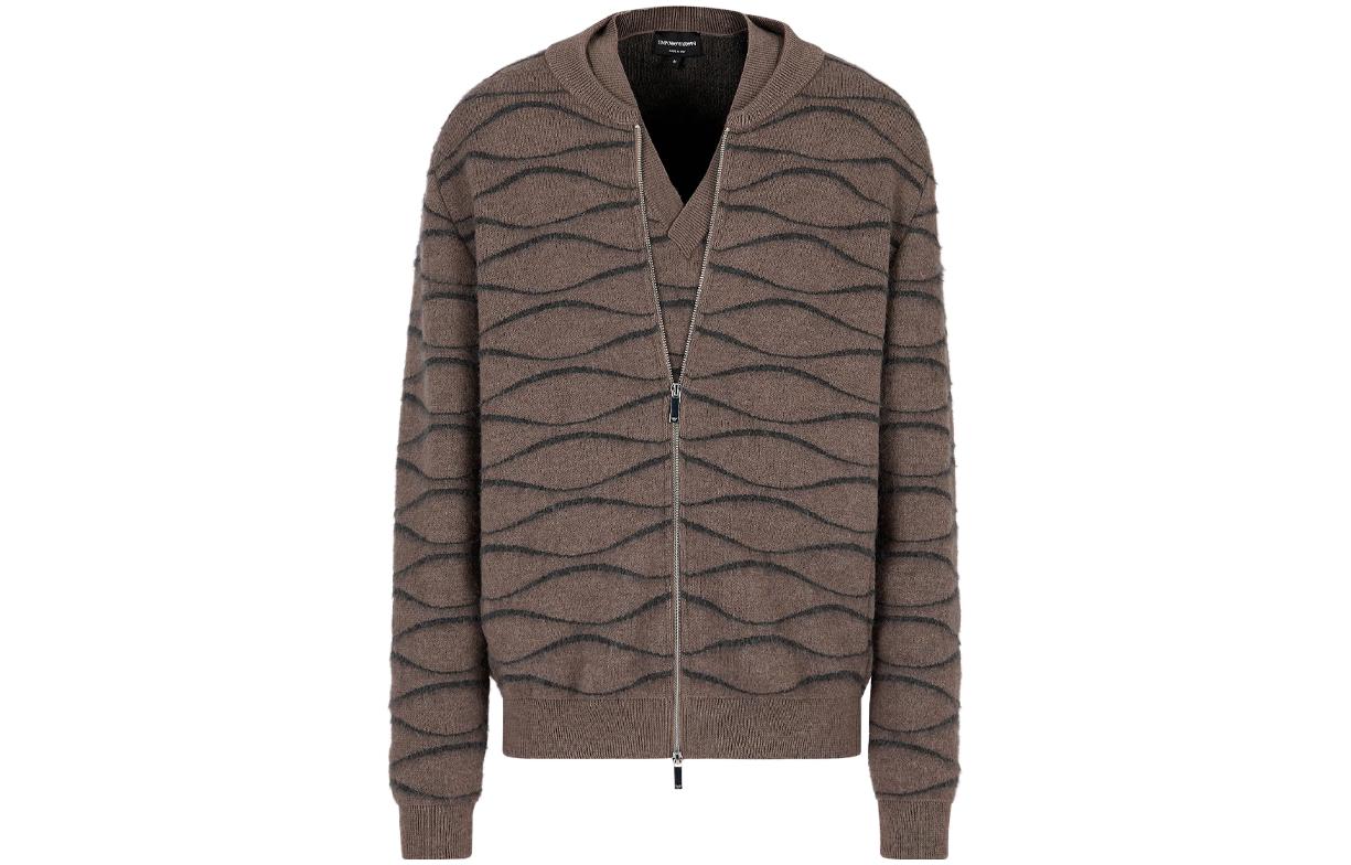 Emporio Armani  Two-Tone Geometric Knit Sweater Dove Grey. 6R1BW1-1M22Z-1F432