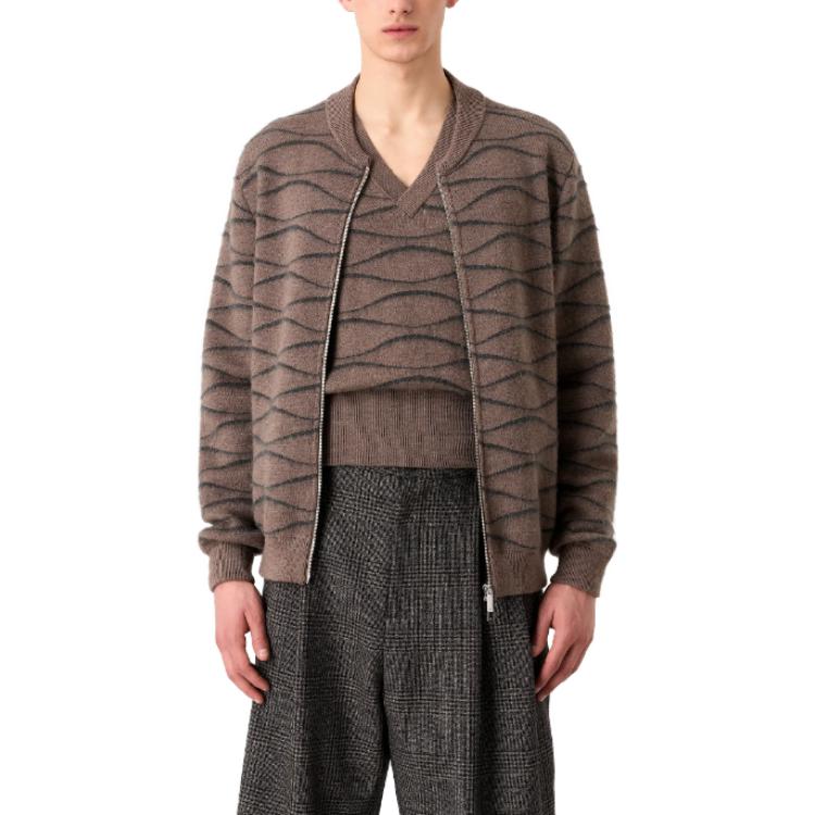 Emporio Armani  Two-Tone Geometric Knit Sweater Dove Grey. 6R1BW1-1M22Z-1F432 圖 5