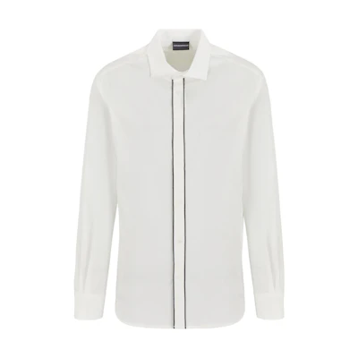 Emporio Armani Warm White Long Sleeve Shirt with Eagle Logo Embroidery 6D1CN4-1NUKZ-0101