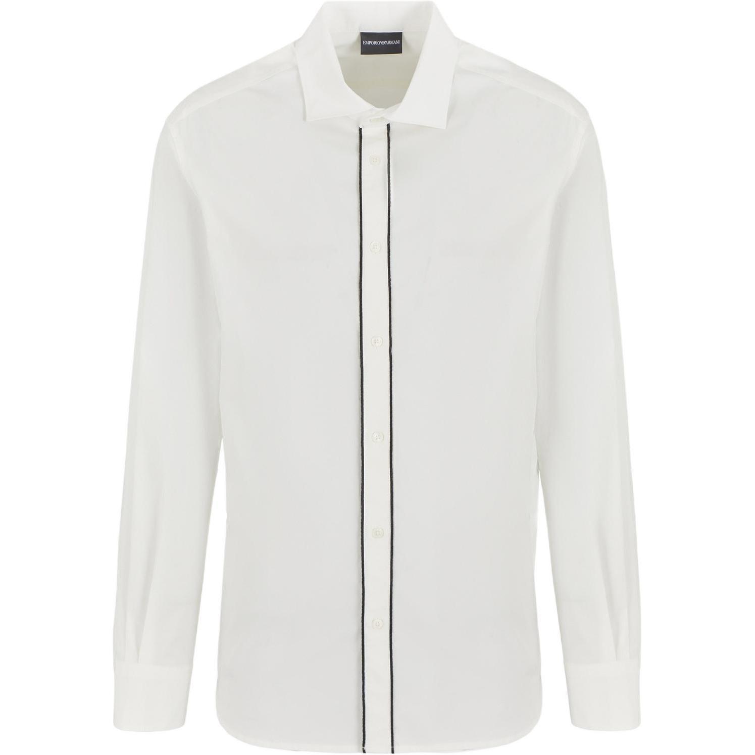 Order Emporio Armani  Warm White Long Sleeve Shirt with Eagle Logo Embroidery 6D1CN4-1NUKZ-0101