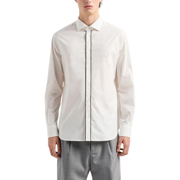 Lookbook Emporio Armani  Warm White Long Sleeve Shirt with Eagle Logo Embroidery 6D1CN4-1NUKZ-0101